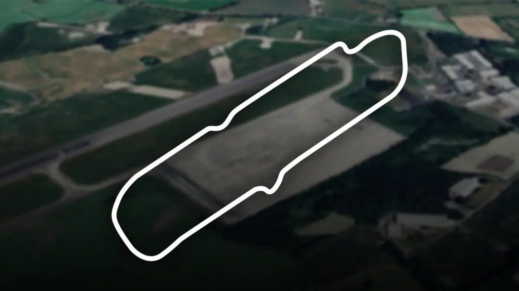 Elvington Airfield Track Layout with a background satellite image of the location